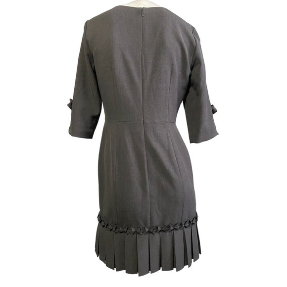 Tahari Bow & Pleated Crepe Sheath Dress by Arthur S. Levine ASL Gray 4P - Picture 11 of 13
